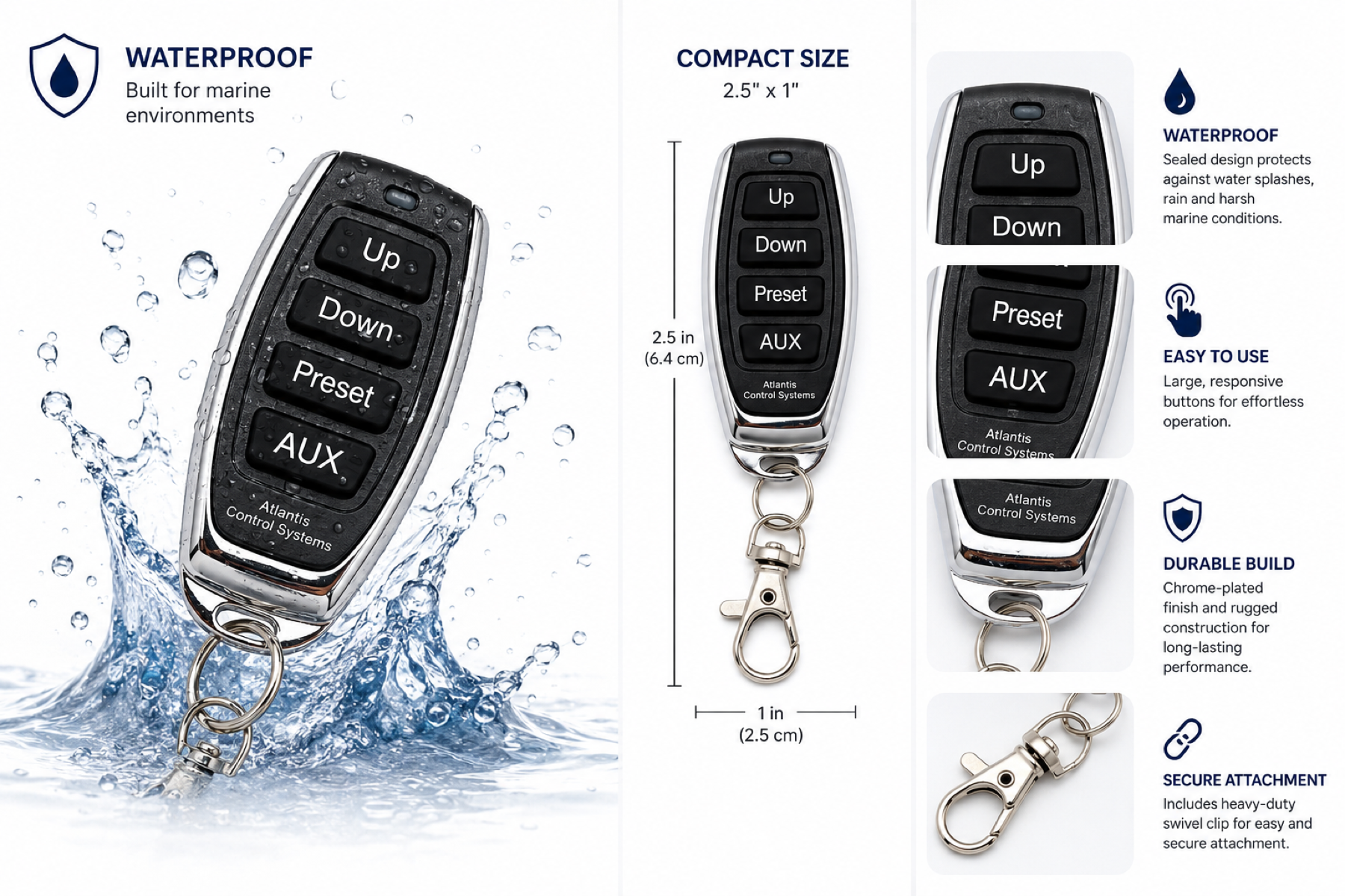 Premium long-range waterproof Atlantis boat lift remotes