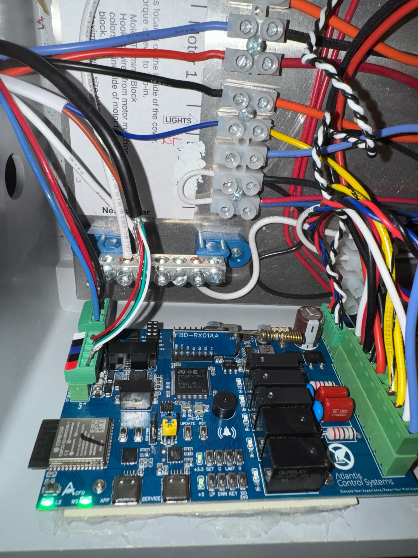 Atlantis main controller board installed inside a lift control box